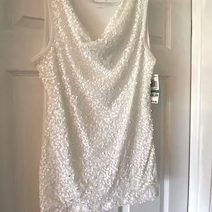 NWT INC white cotton tank top with sequins